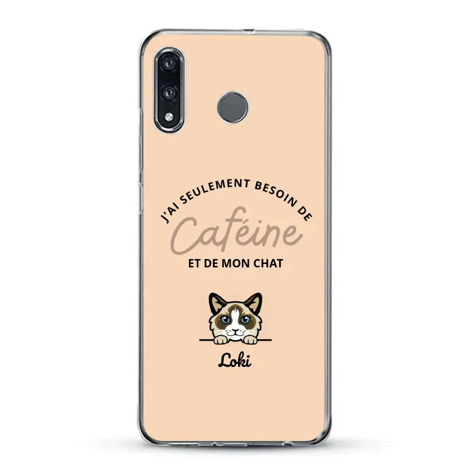 J'ai seulement besoin de caféine et de mon chat - Coque de téléphone personnalisée