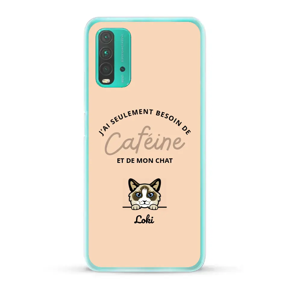 J'ai seulement besoin de caféine et de mon chat - Coque de téléphone personnalisée