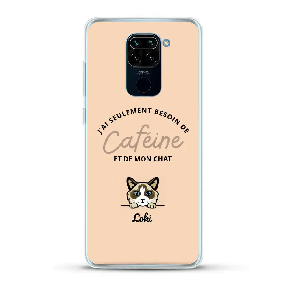 J'ai seulement besoin de caféine et de mon chat - Coque de téléphone personnalisée