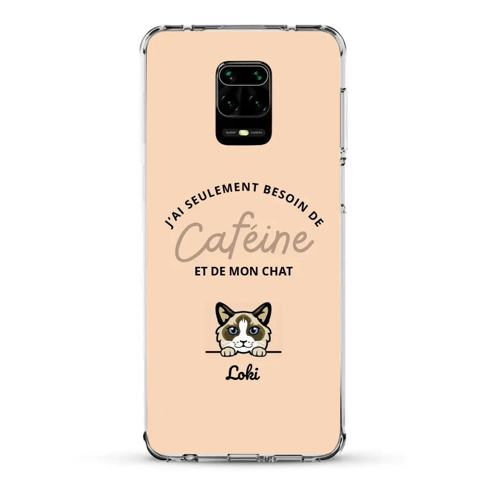 J'ai seulement besoin de caféine et de mon chat - Coque de téléphone personnalisée