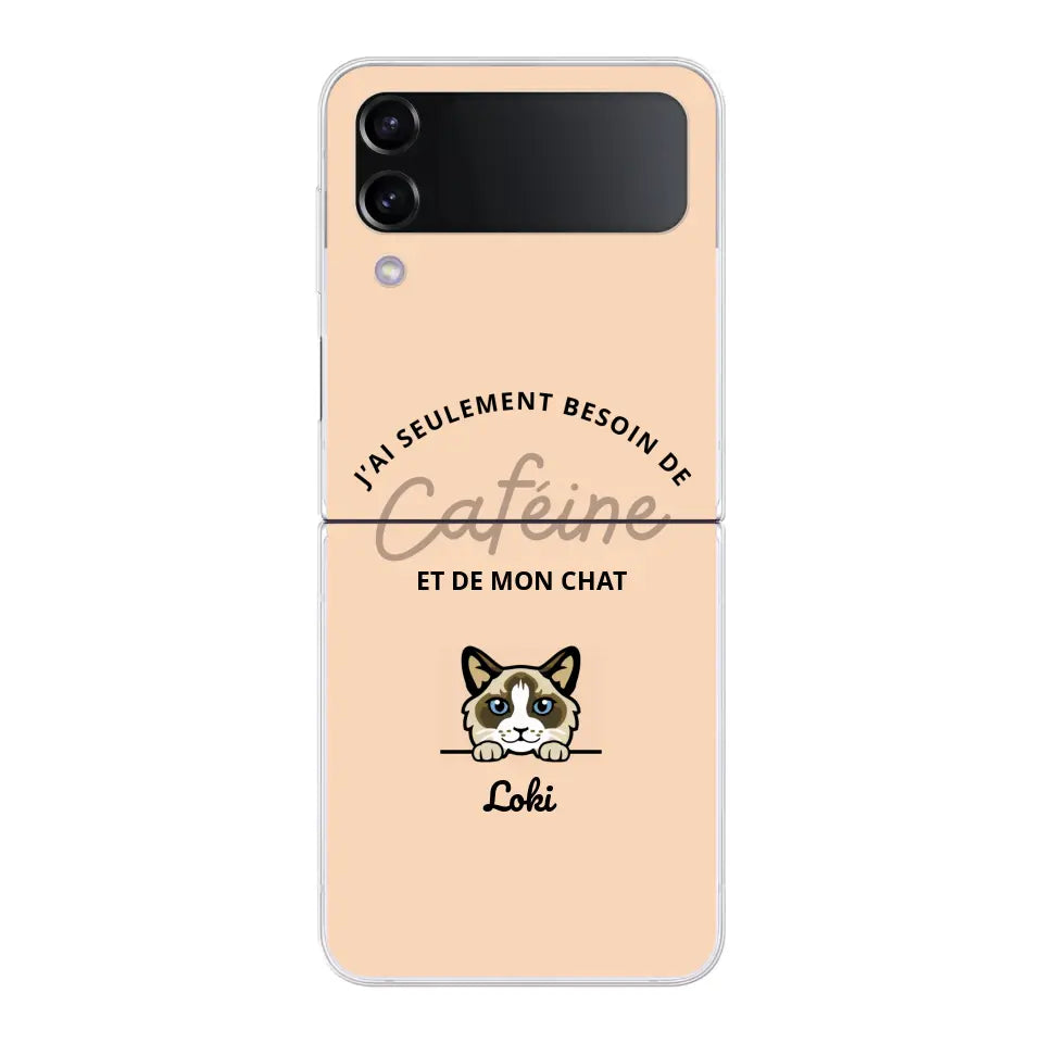 J'ai seulement besoin de caféine et de mon chat - Coque de téléphone personnalisée