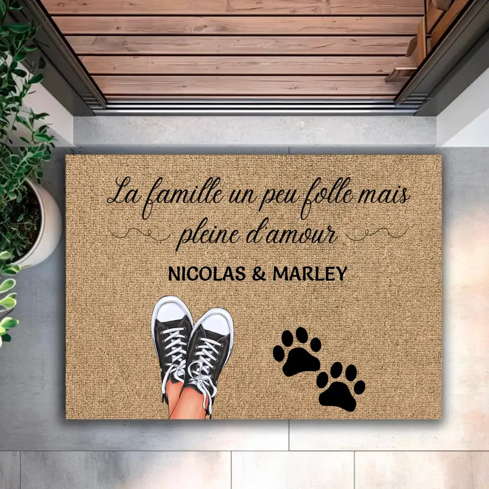 Famille un peu folle - Paillasson personnalisé